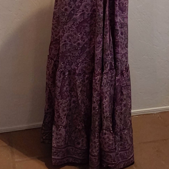 BOHEMIAN GODDESS Purple & Green Floral SILK Maxi Dress - Picture 6 of 7